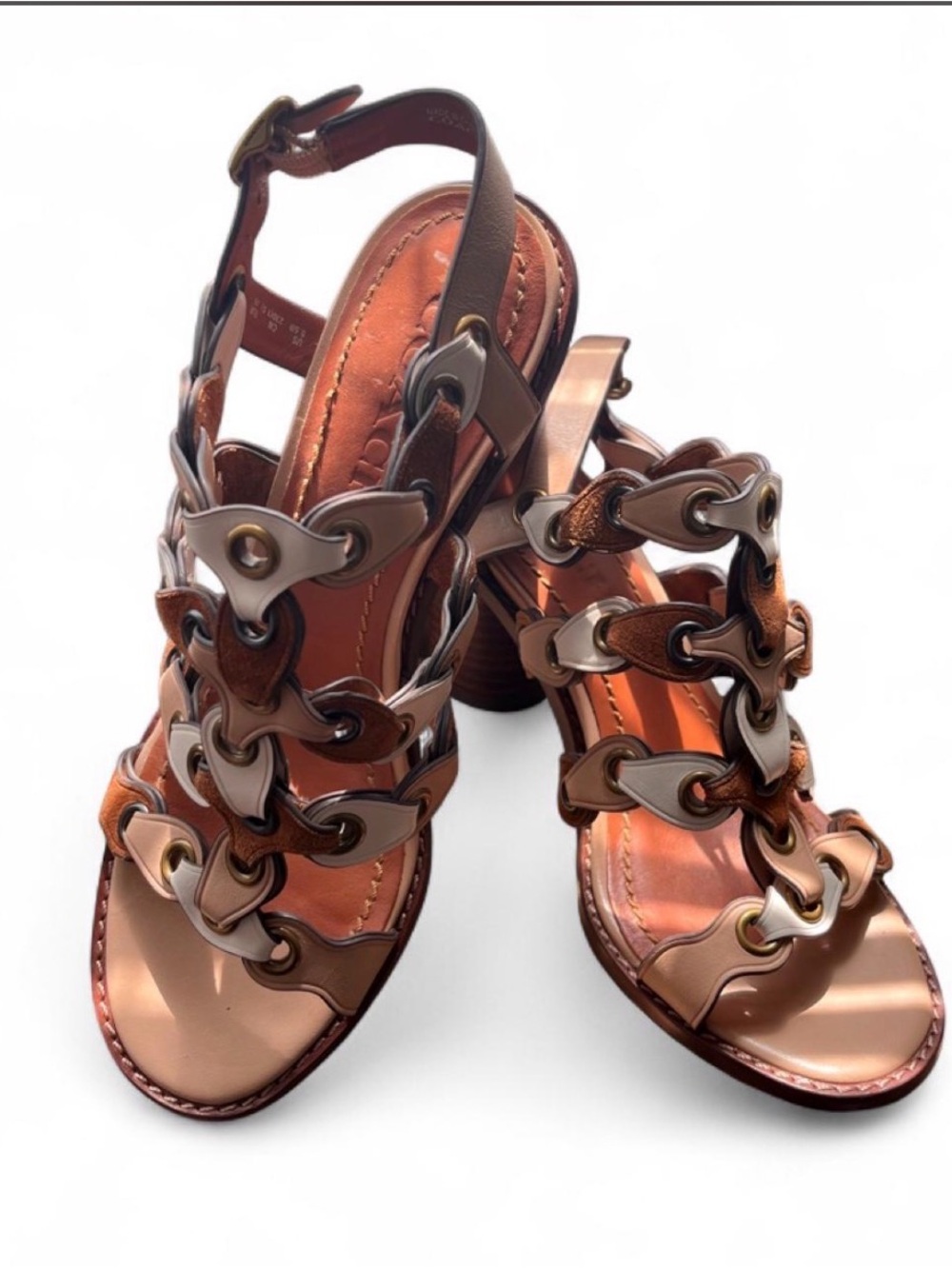 Coach Leather Block Heel Sandals Size 5.5B